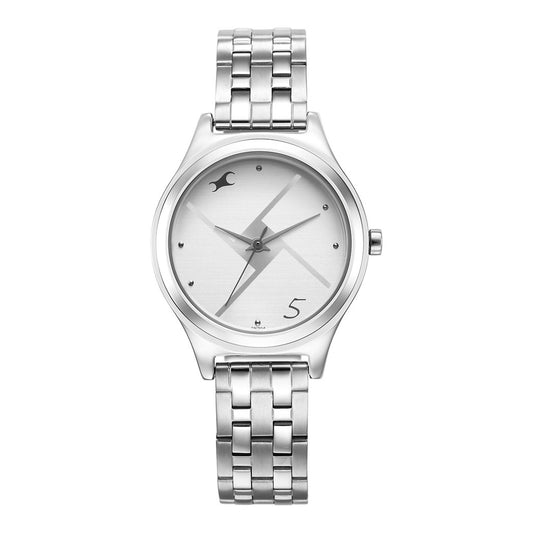 Fastrack Stunners Silver Dial Metal Strap Watch for Girls