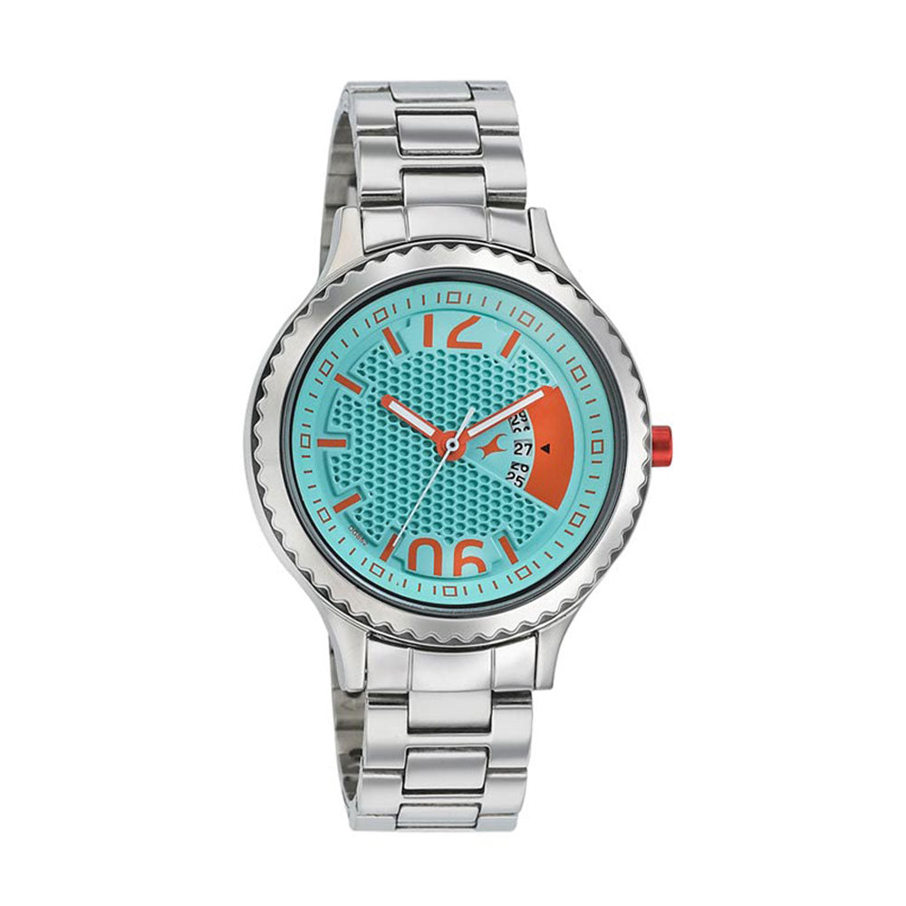 Fastrack Loopholes Quartz Analog with Date Blue Dial Stainless Steel Strap Watch for Girls