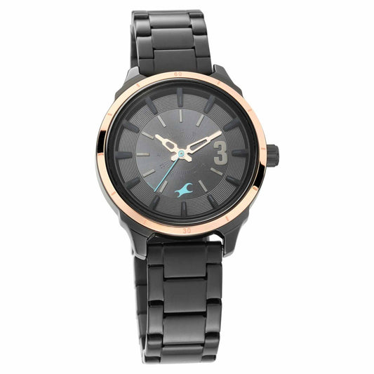 Fastrack All Nighters Quartz Analog Black Dial Stainless Steel Strap Watch for Girls