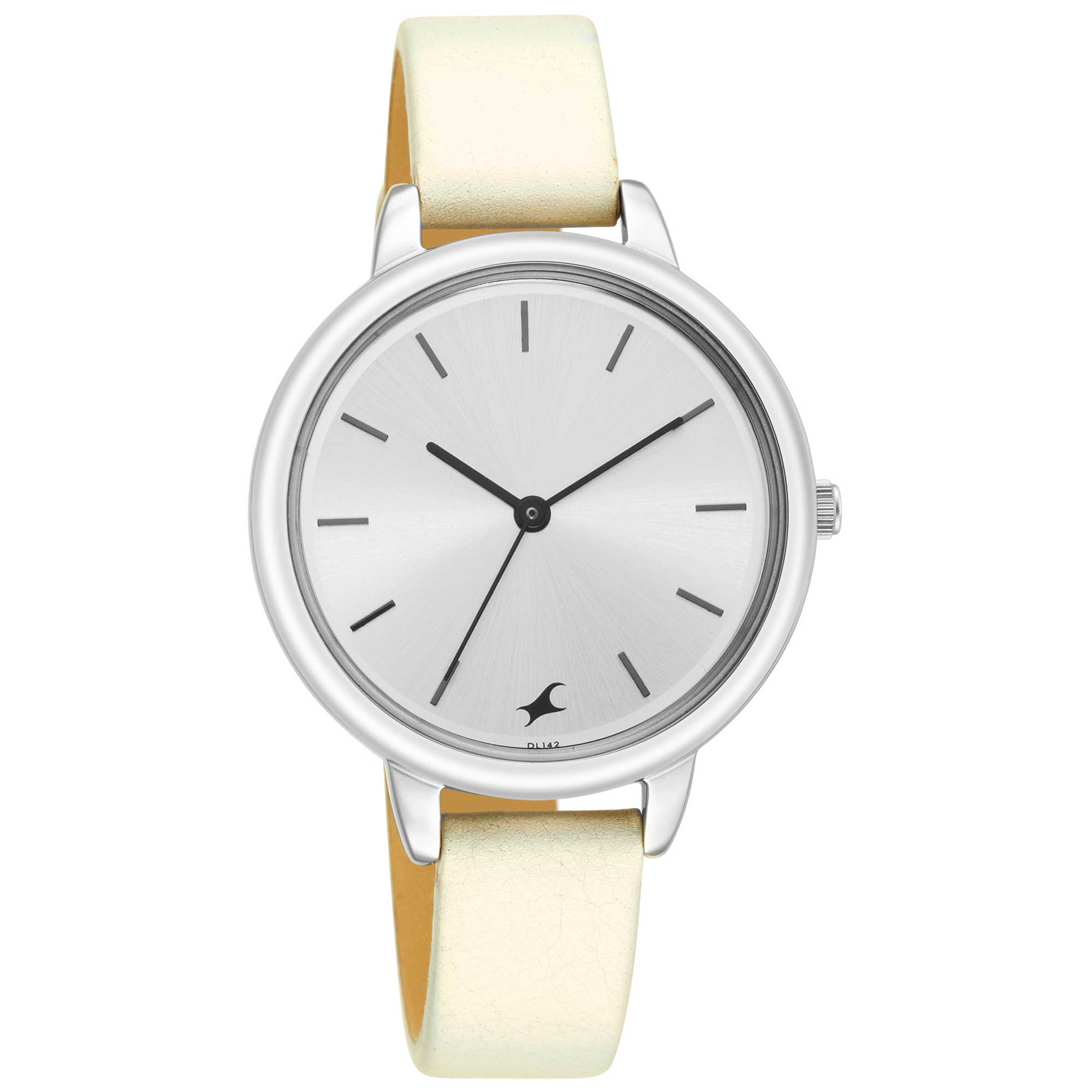 Fastrack Glitch Quartz Analog Silver Dial Leather Strap Watch for Girls