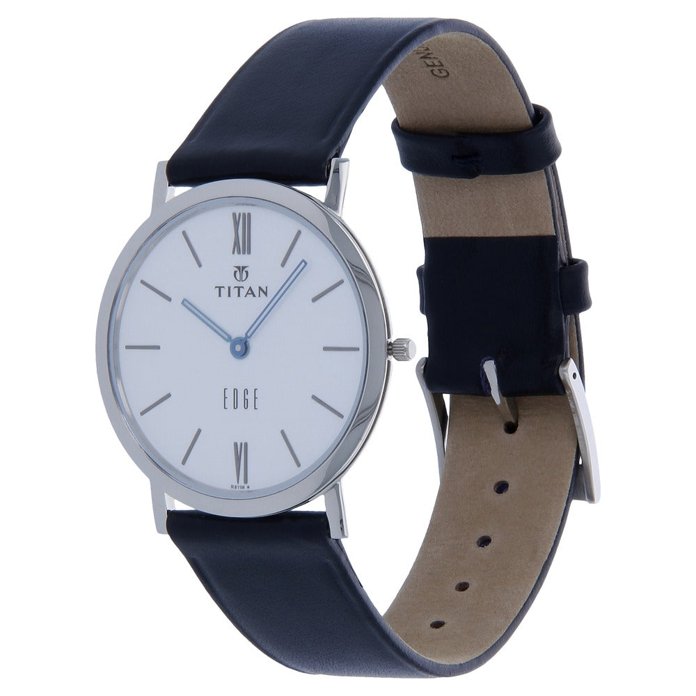 Titan Quartz Analog White Dial Leather Strap Watch for Men