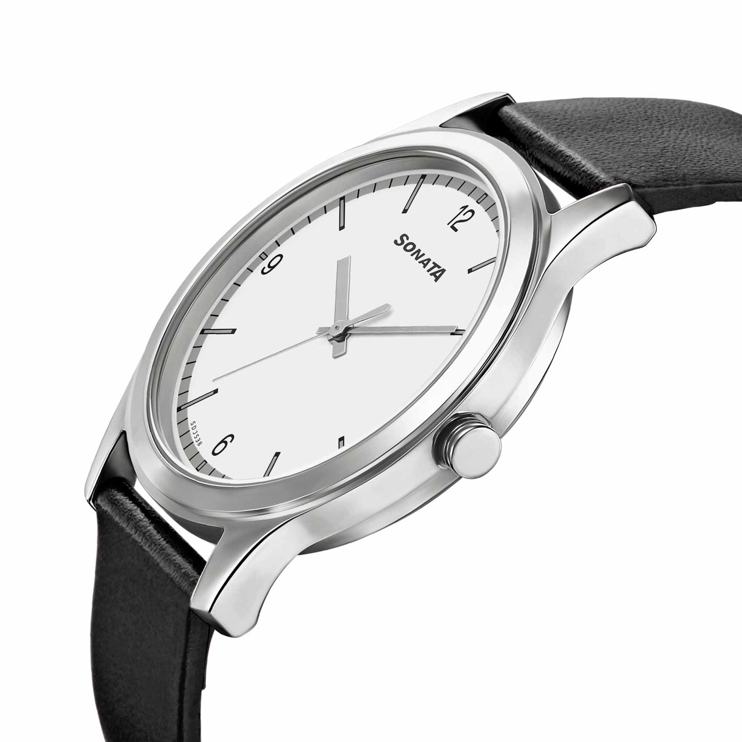 Sonata Quartz Analog White Dial Leather Strap Watch for Men