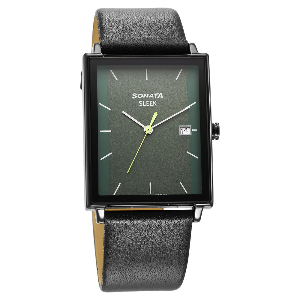 Sleek Green Dial Analog with Date Watch for Men