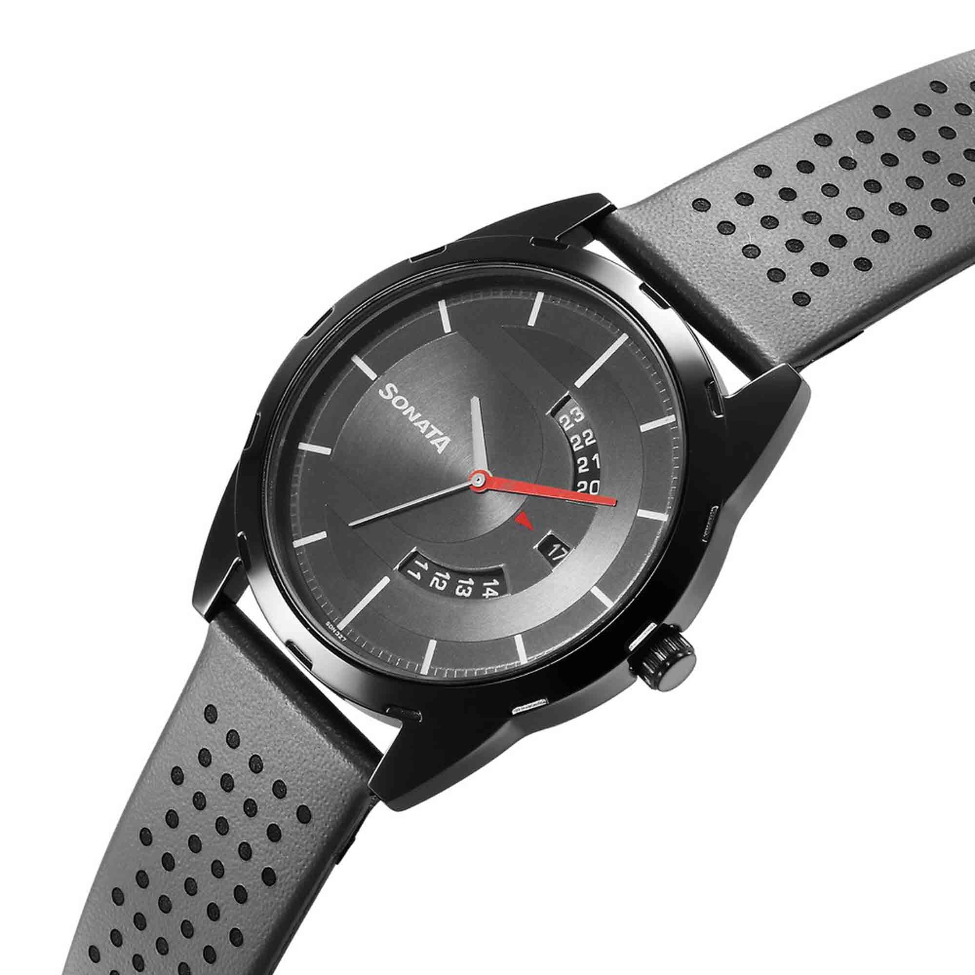 RPM Black Dial Leather Strap Watch for Men