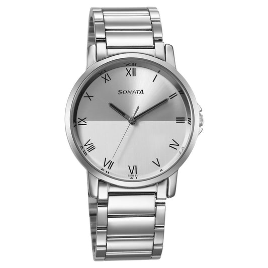 Sonata Quartz Analog Silver Dial Watch for Men