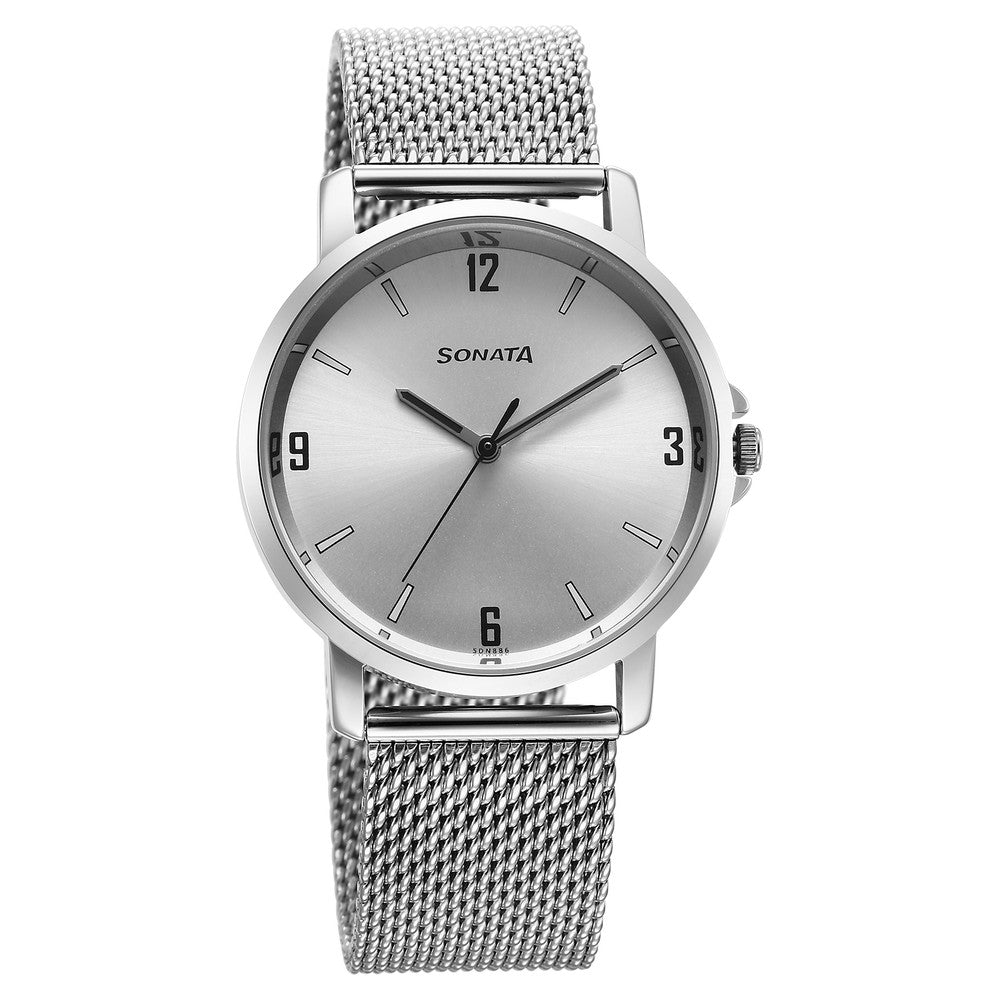 Sonata Quartz Analog Silver Dial Watch for Men