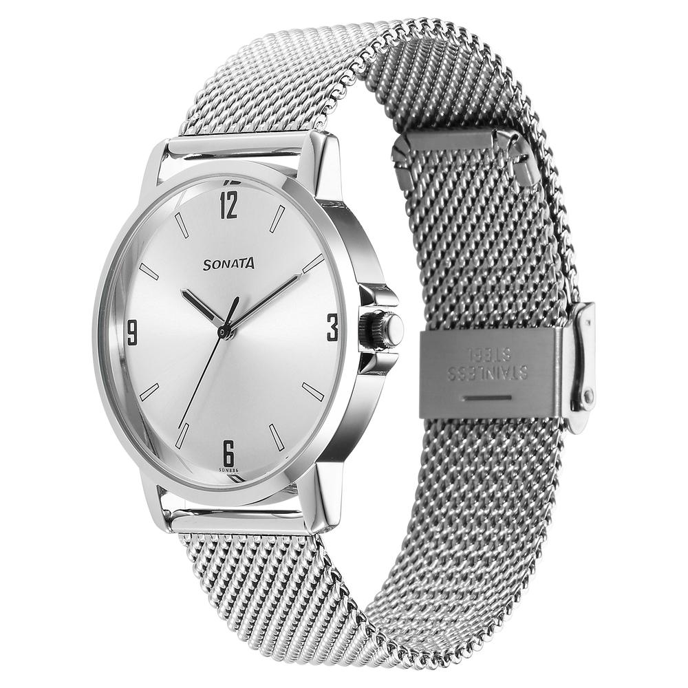 Sonata Quartz Analog Silver Dial Watch for Men