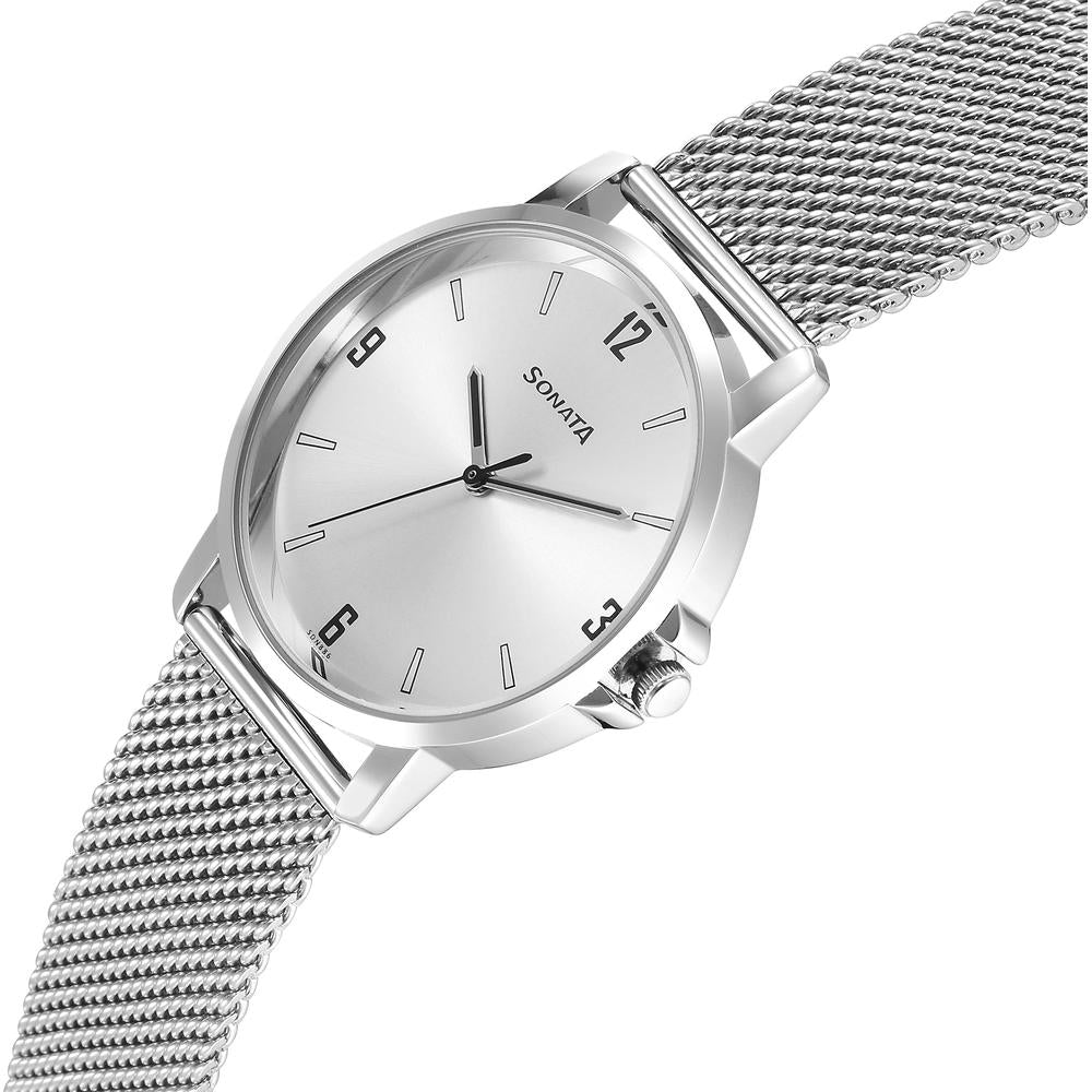 Sonata Quartz Analog Silver Dial Watch for Men