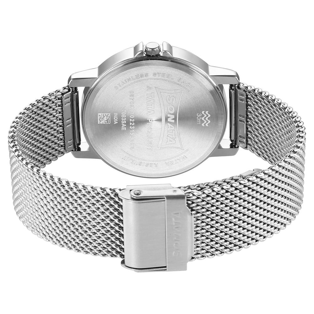 Sonata Quartz Analog Silver Dial Watch for Men