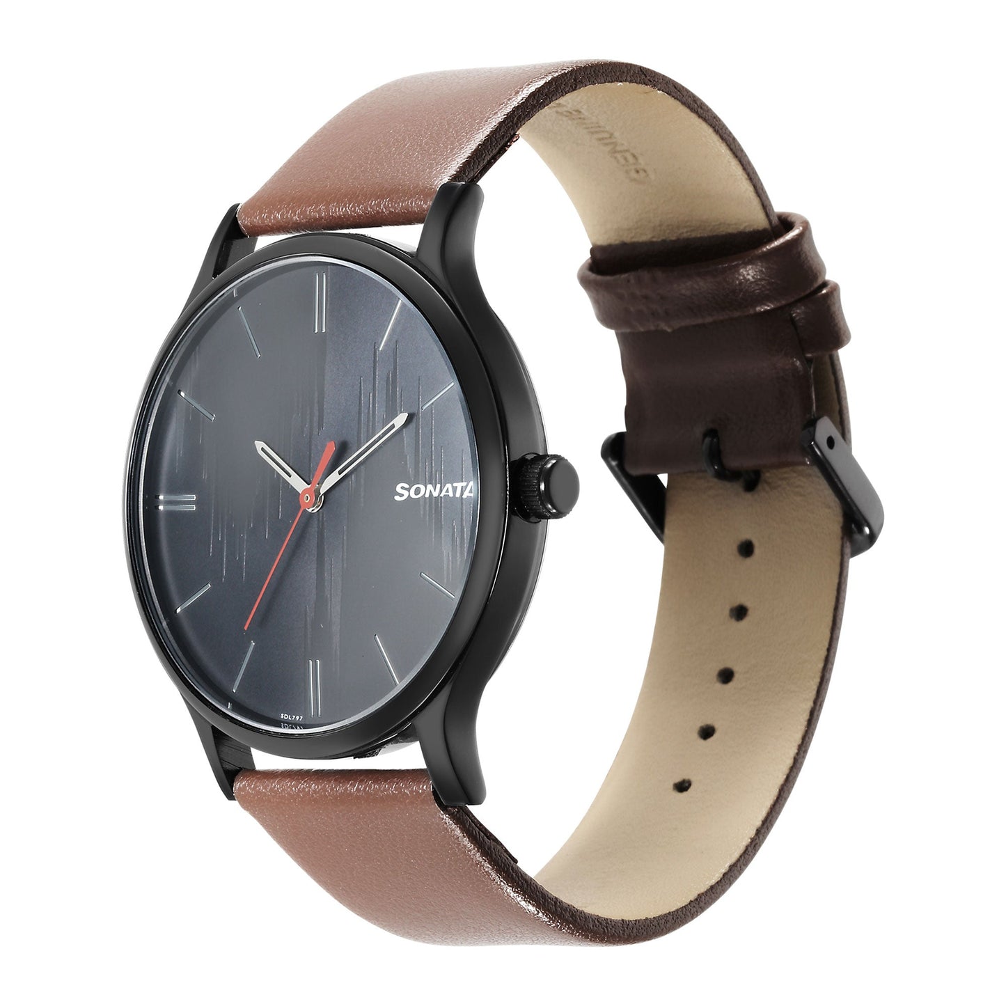 Knot Grey Dial Leather Strap Watch for Men