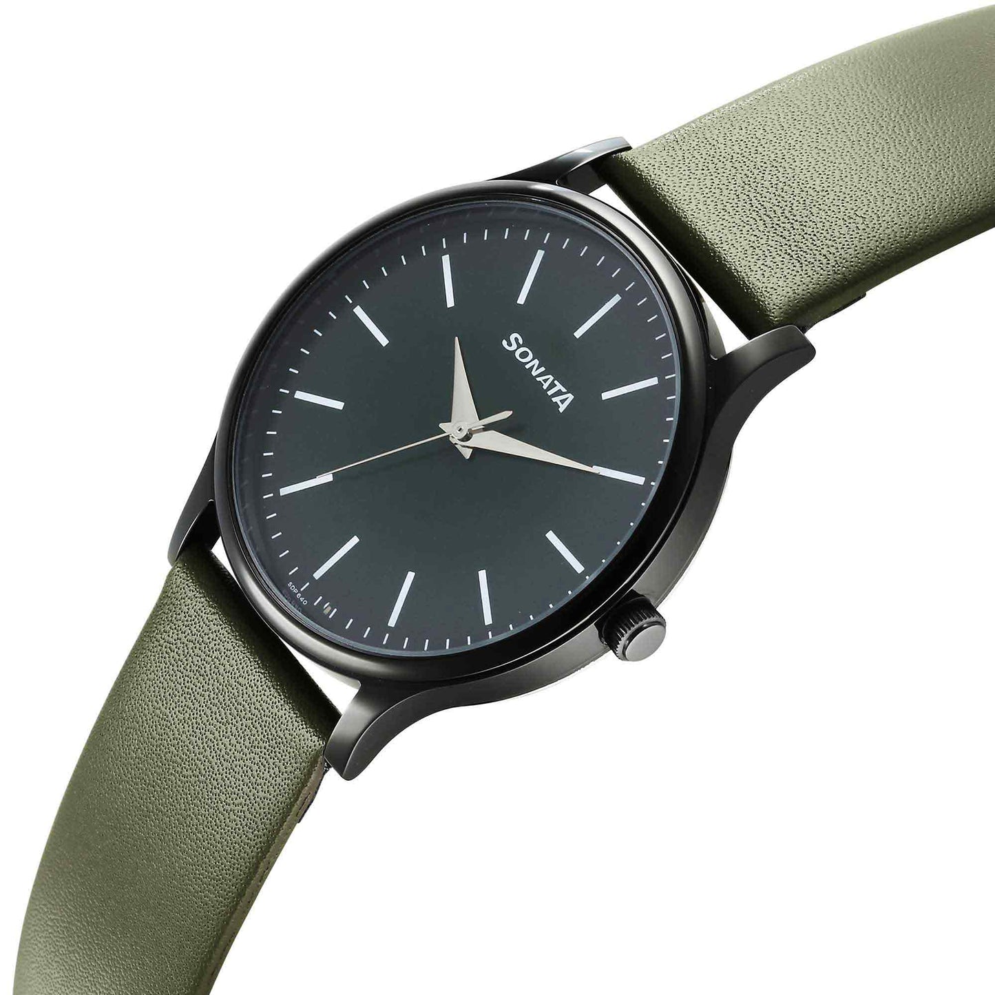 Sonata Aspire Quartz Analog Green Dial Leather Strap Watch for Men