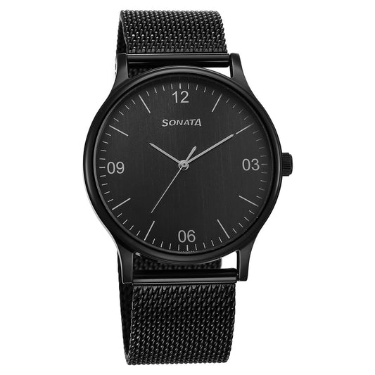 Sonata Quartz Analog Black Dial Watch for Men