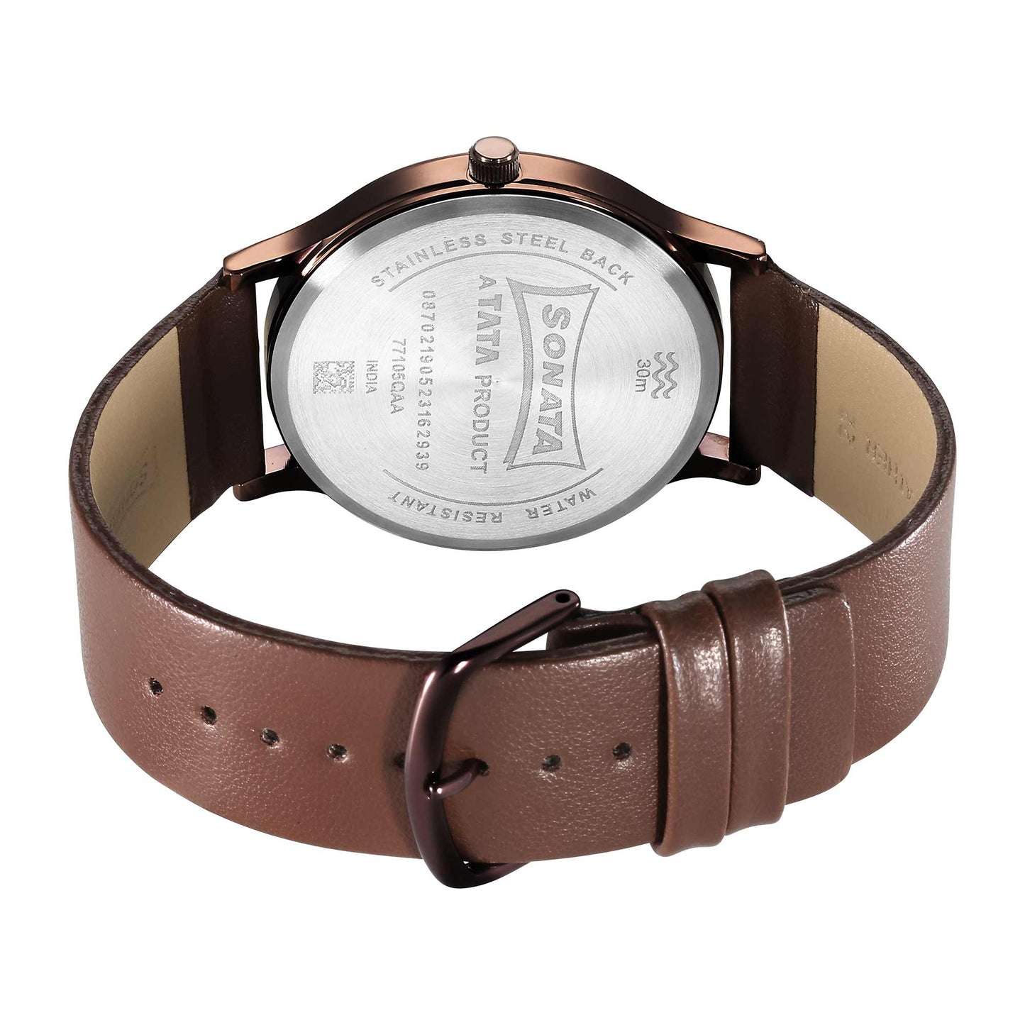 Sonata Aspire Quartz Analog Brown Dial Leather Strap Watch for Men