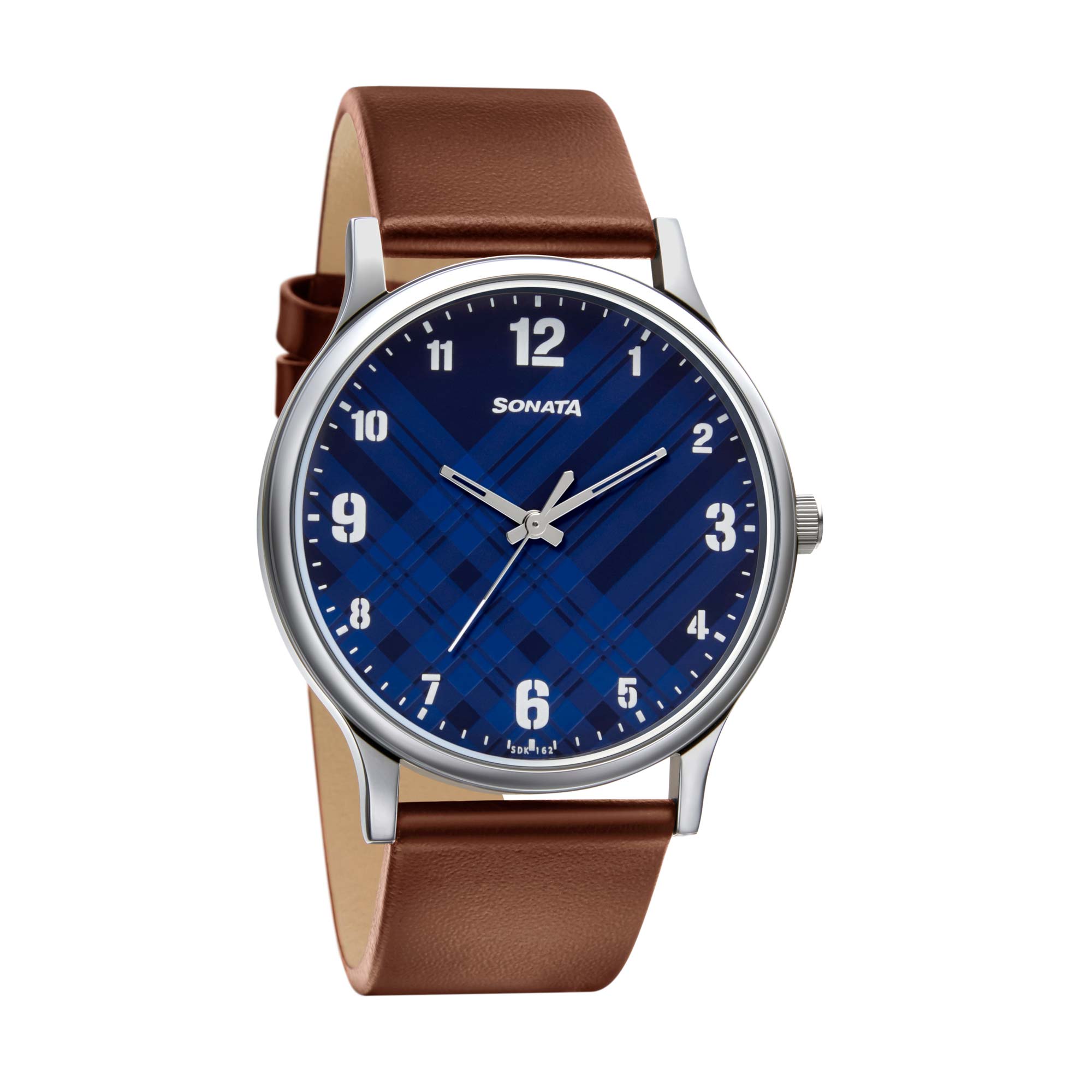 Smart Plaid in Blue Dial Leather Strap Watch