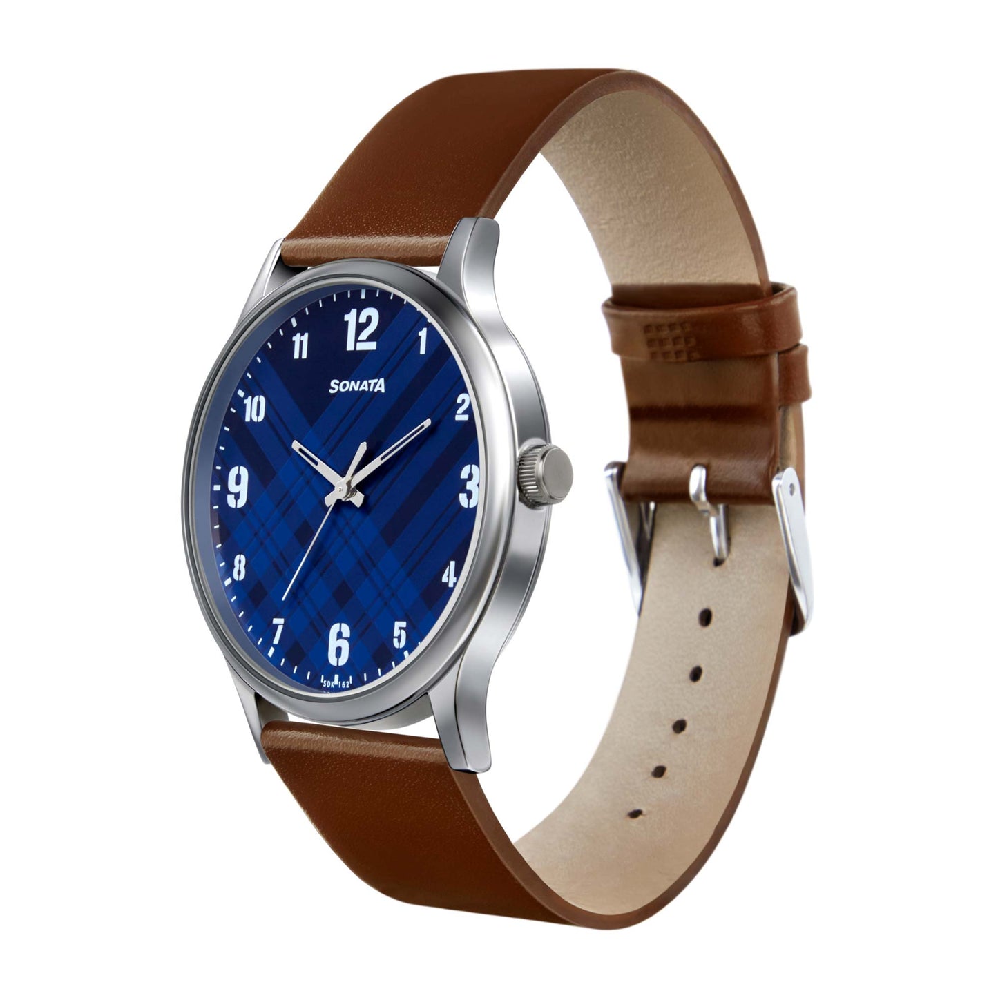 Smart Plaid in Blue Dial Leather Strap Watch