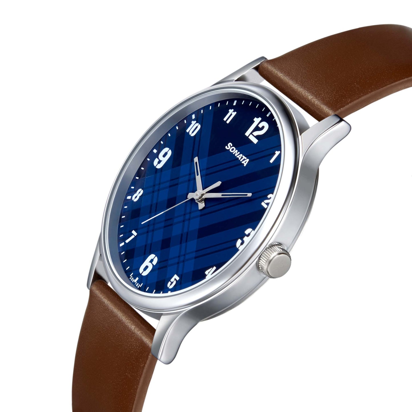 Smart Plaid in Blue Dial Leather Strap Watch