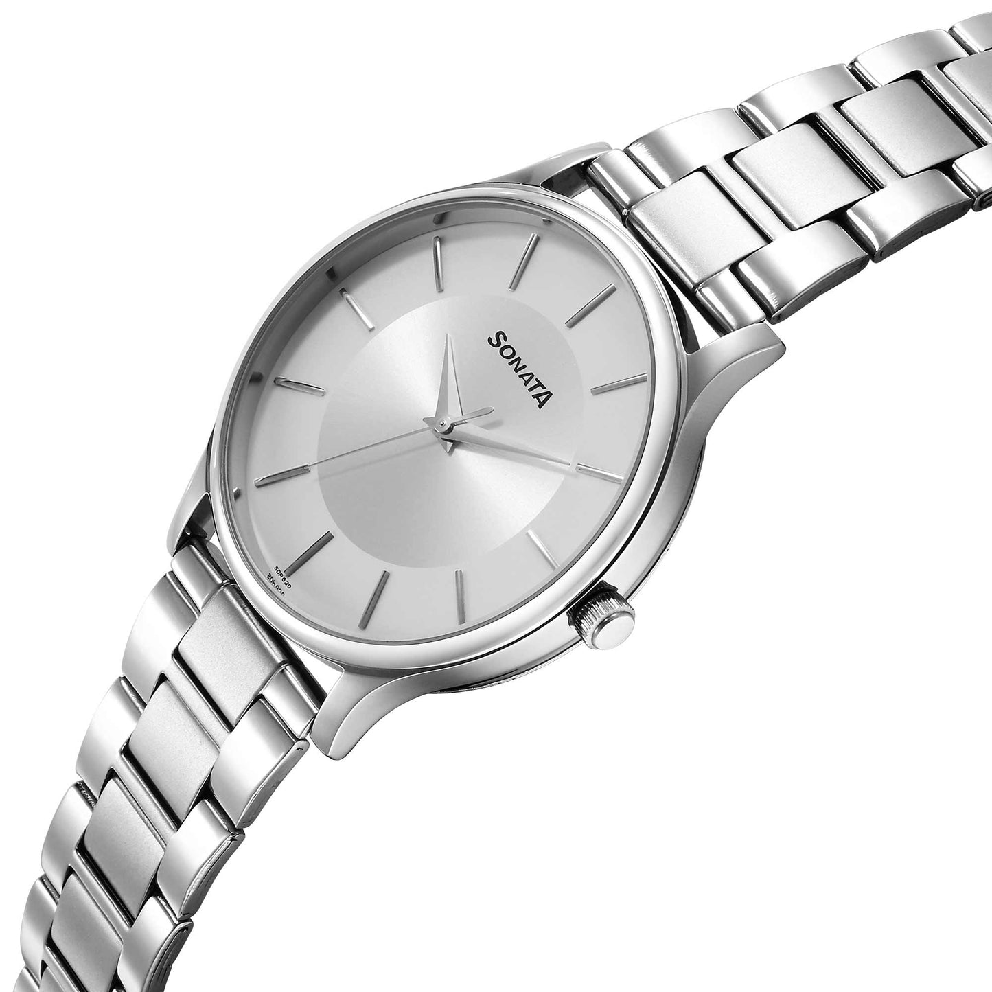 Sonata Aspire Quartz Analog Silver Dial Stainless Steel Strap Watch for Men