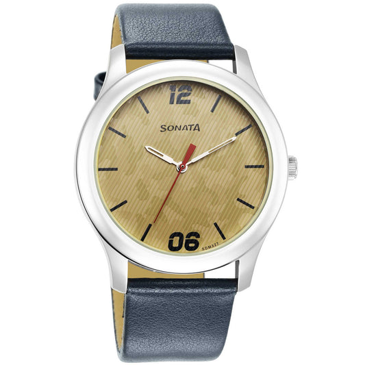 Sonata Quartz Analog Multicoloured Dial Leather Strap Watch for Men