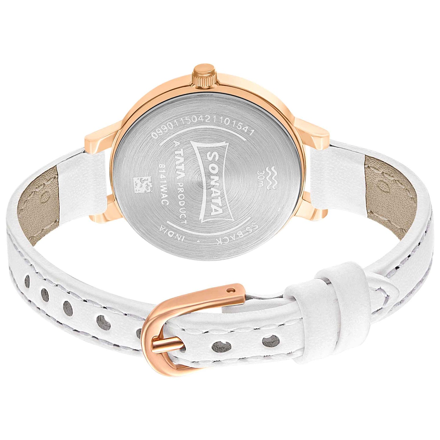 Sonata Unveil Quartz Multifunction Leather Strap Watch for Women