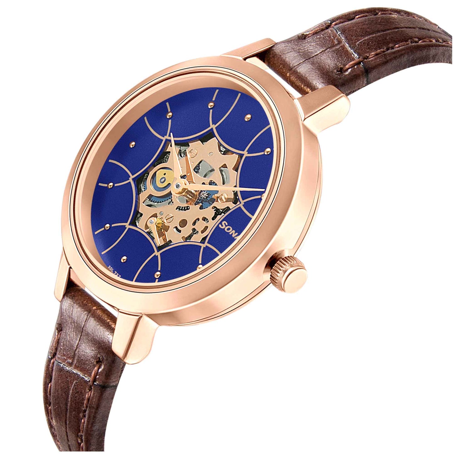 Sonata Unveil Quartz Multifunction Leather Strap Watch for Women