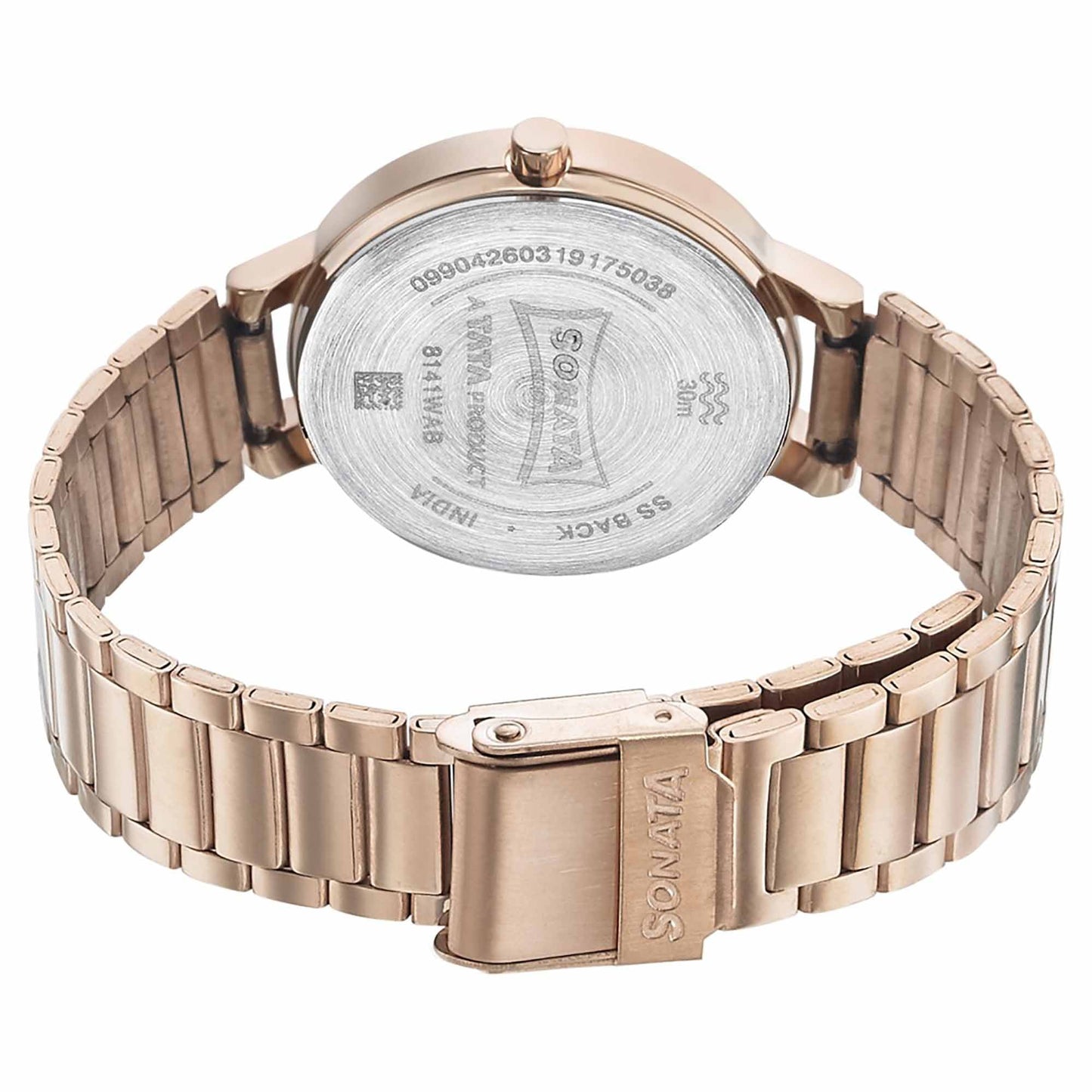 Sonata Play Rose Gold Dial Women Watch With Stainless Steel Strap