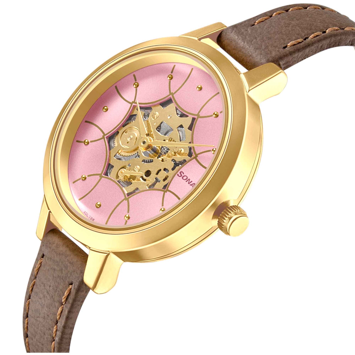 Sonata Unveil Quartz Multifunction Leather Strap Watch for Women