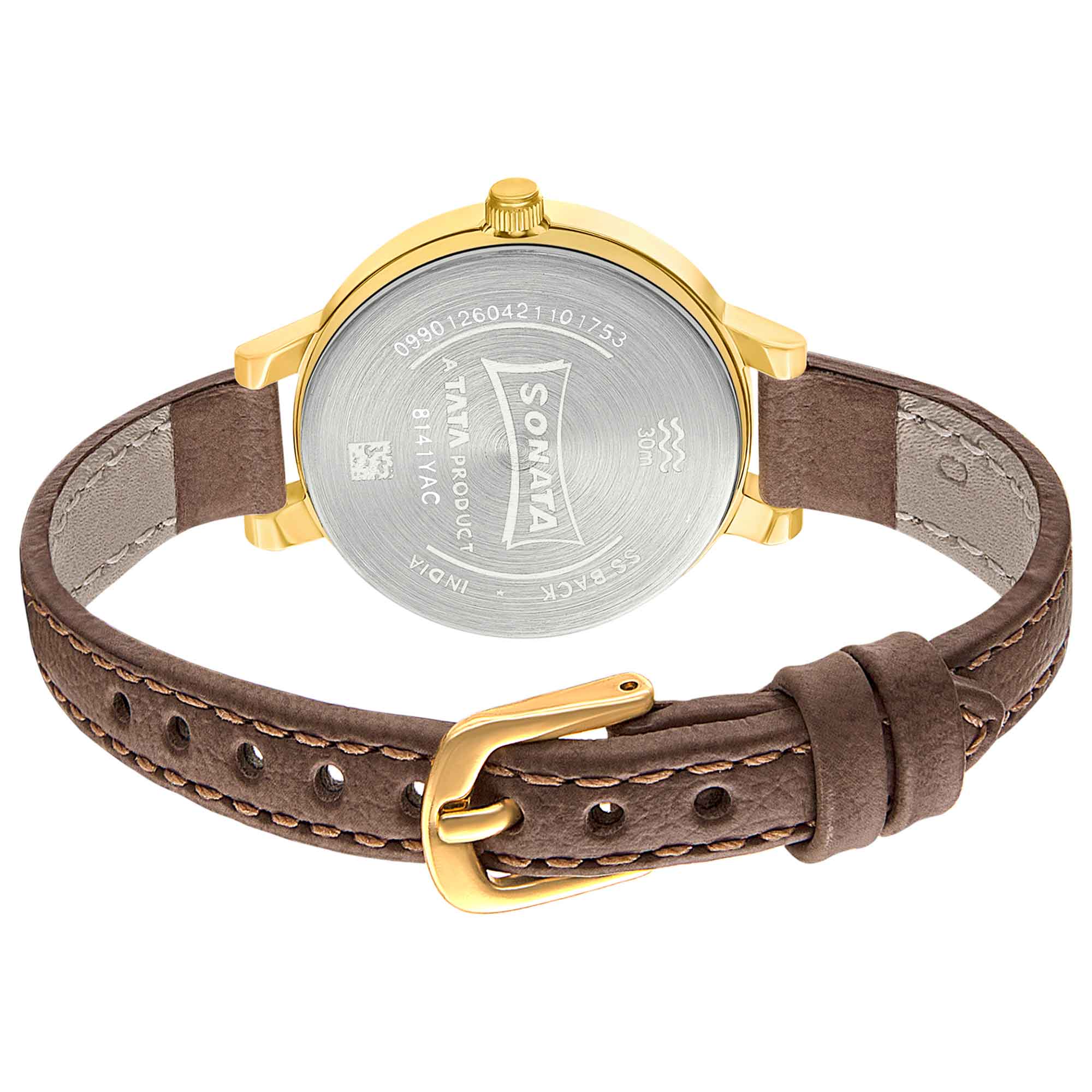 Sonata Unveil Quartz Multifunction Leather Strap Watch for Women