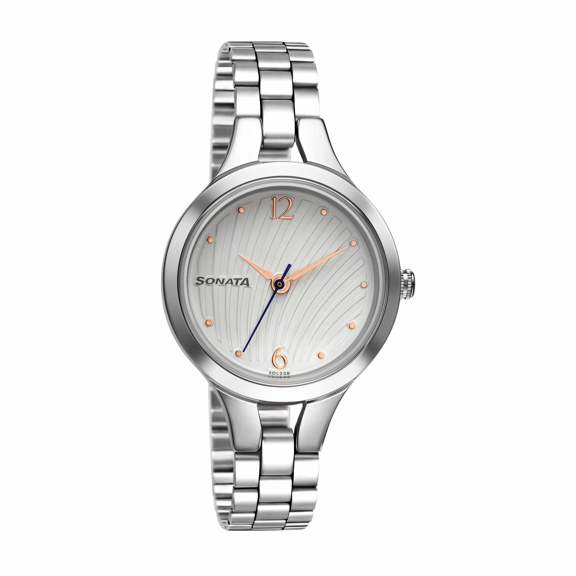 Sonata Workwear White Dial Women Watch With Stainless Steel Strap