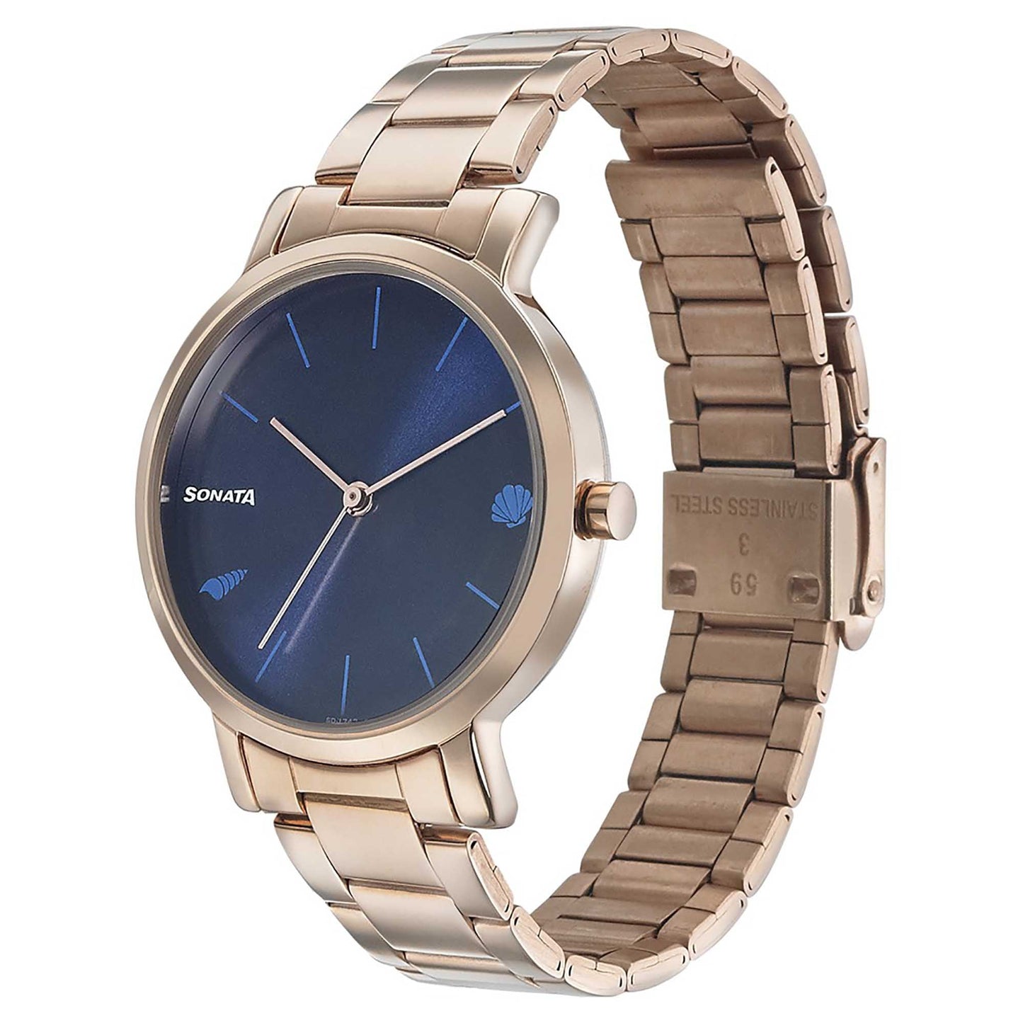 Sonata Play Blue Dial Women Watch With Stainless Steel Strap