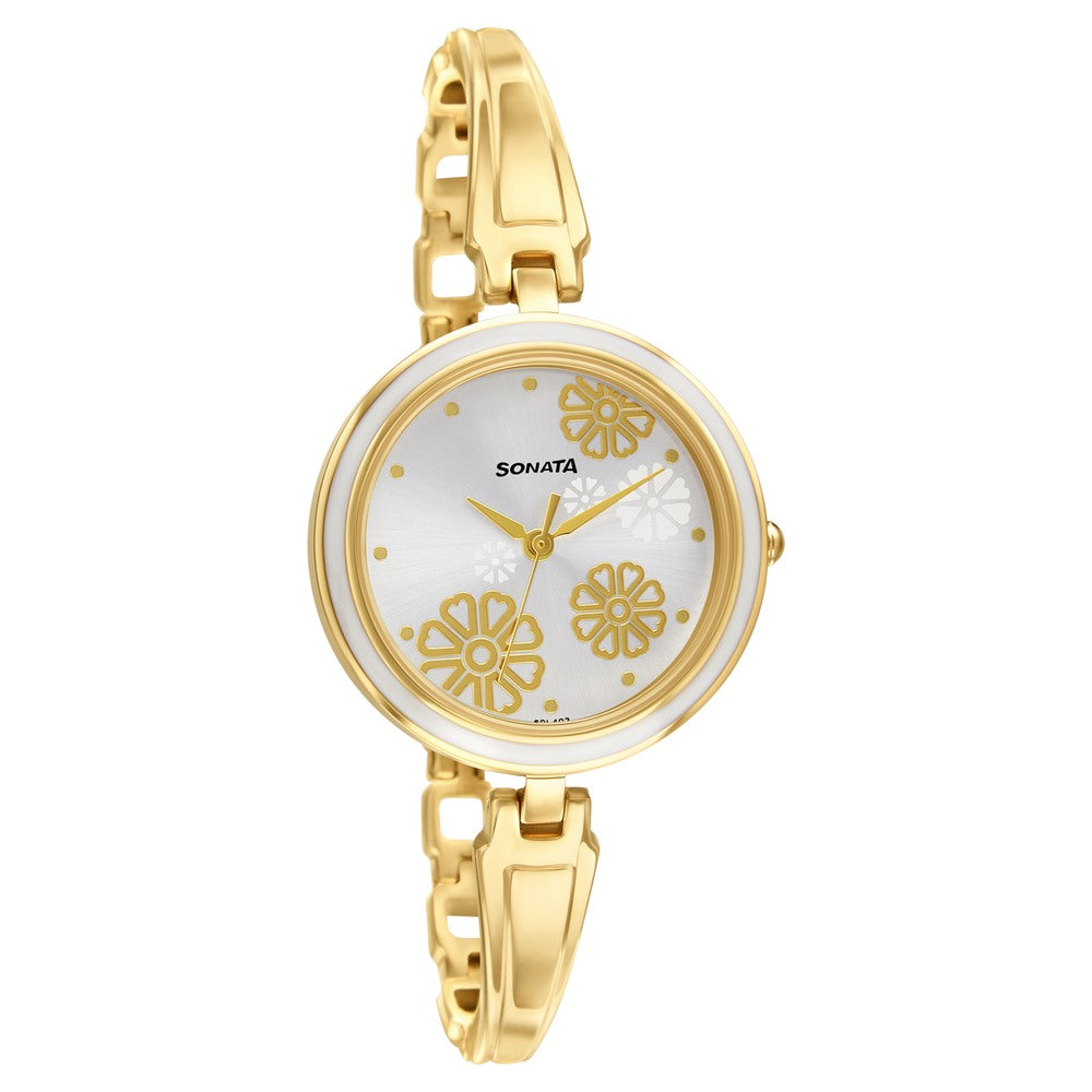 Sonata Wedding Silver Dial Women Watch With Metal Strap