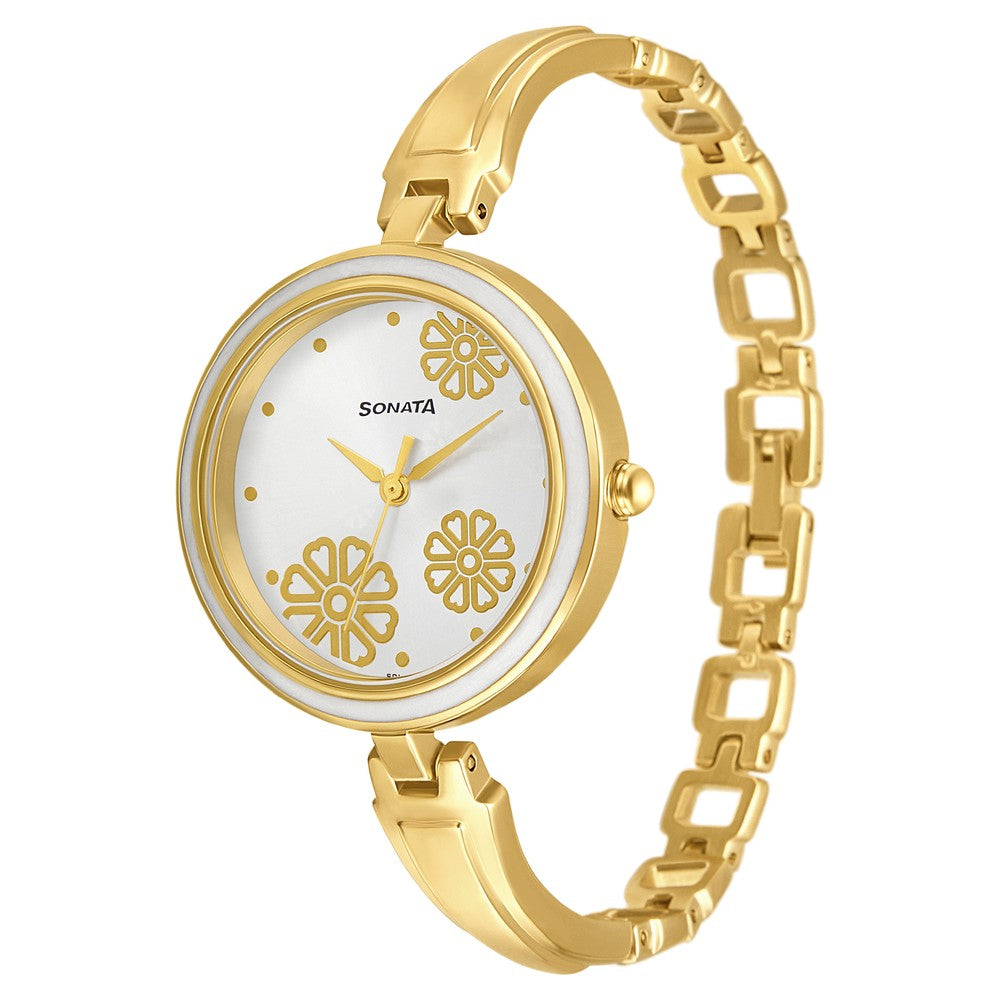 Sonata Wedding Silver Dial Women Watch With Metal Strap