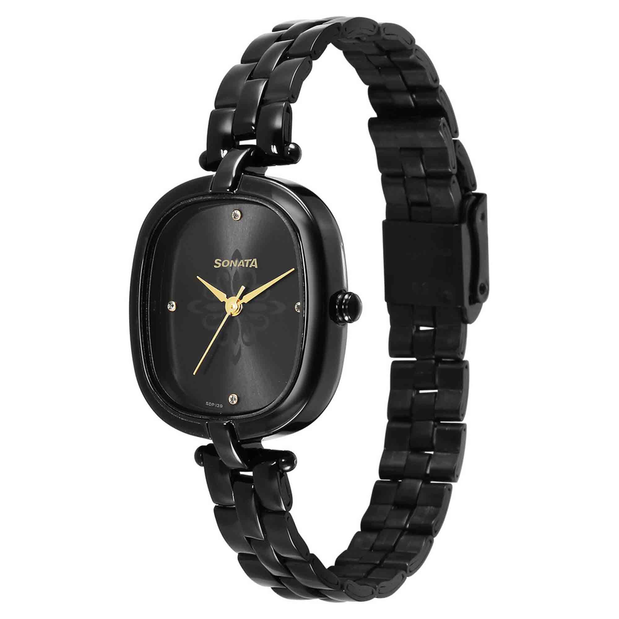 Sonata Utsav Black Dial Watch for Women