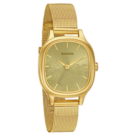 Sonata Linnea Green Dial Women Watch With Stainless Steel Strap