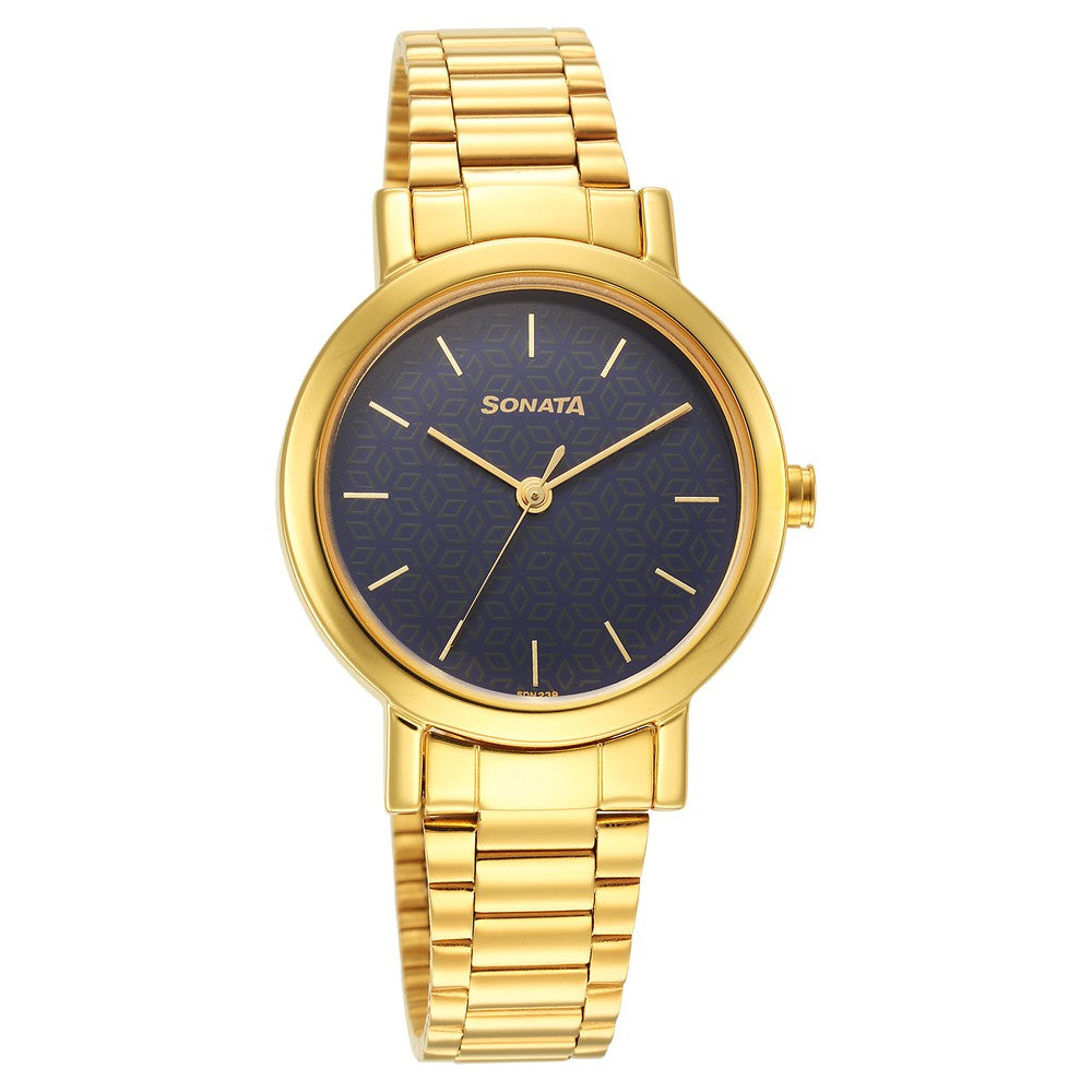 Ladies Essentials Blue Dial Stainless Steel Strap Watch for Women