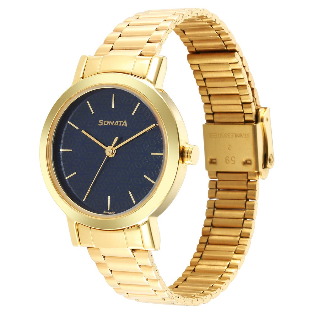 Ladies Essentials Blue Dial Stainless Steel Strap Watch for Women