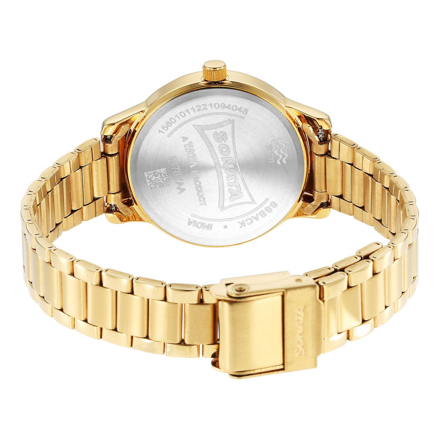 Classic Gold Silver Dial Metal Strap Watch for Women