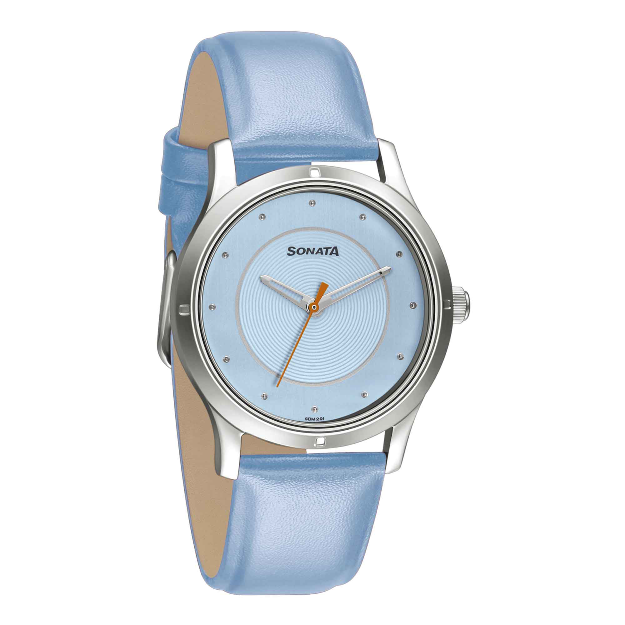 Women of Steel Blue Dial Leather Strap Watch for Women