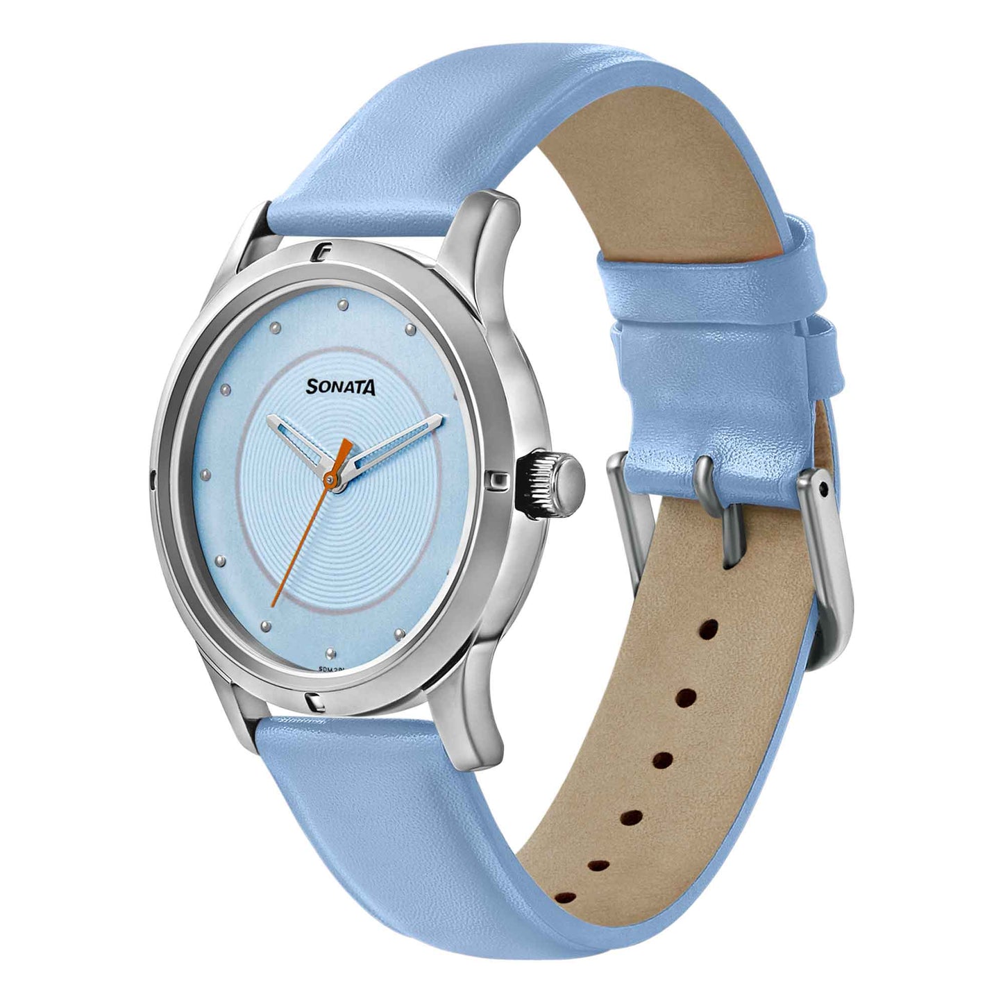 Women of Steel Blue Dial Leather Strap Watch for Women