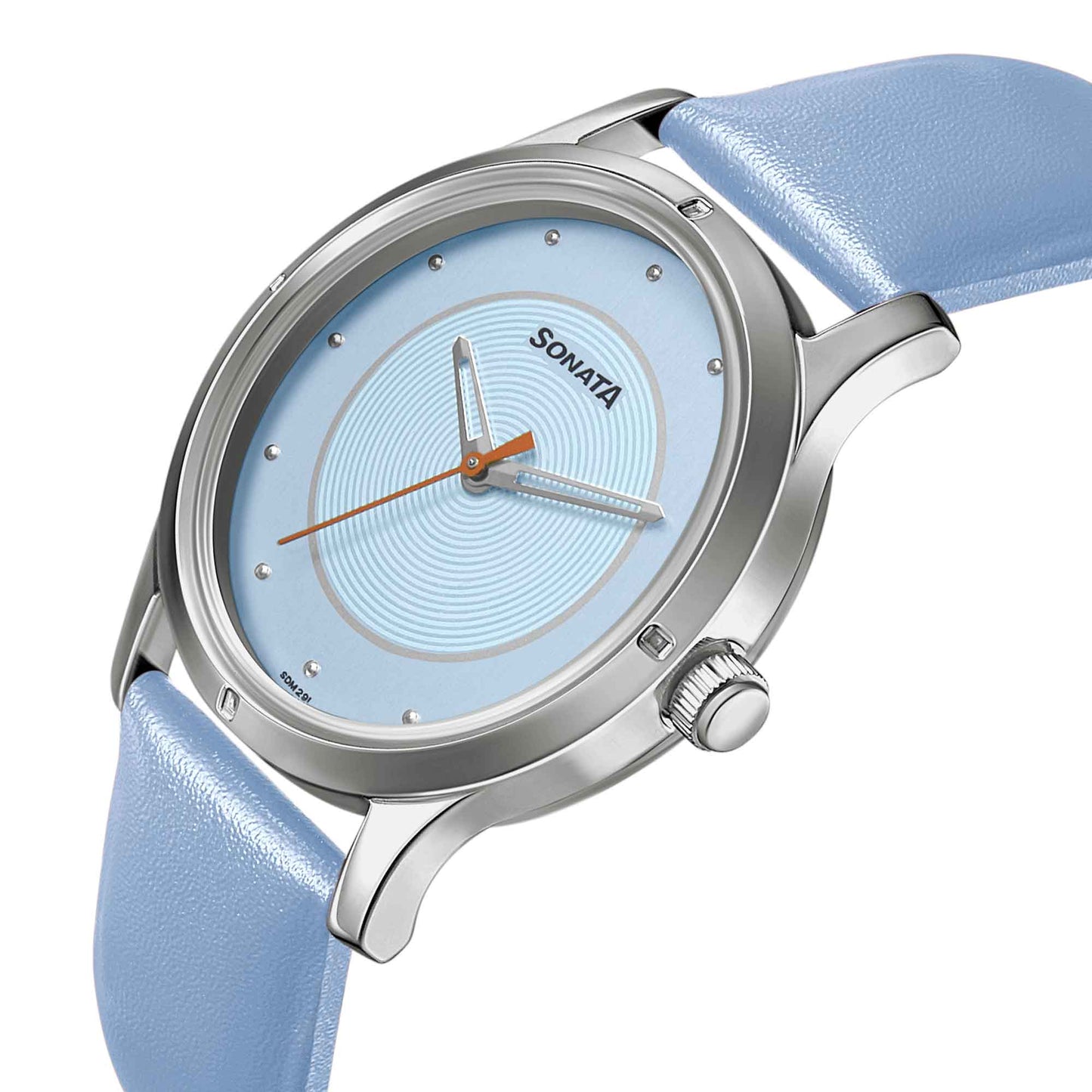 Women of Steel Blue Dial Leather Strap Watch for Women