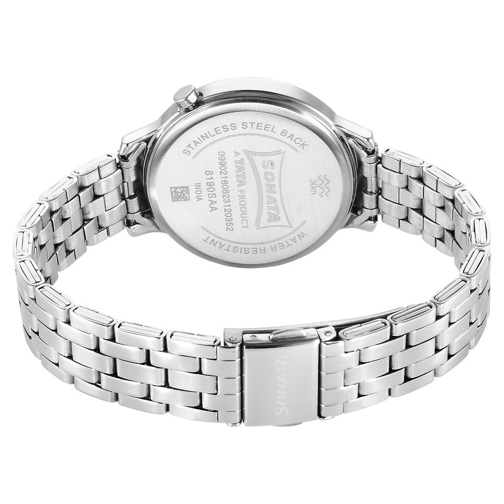 Sonata Unveil Quartz Analog Silver Dial Metal Strap Watch for Women