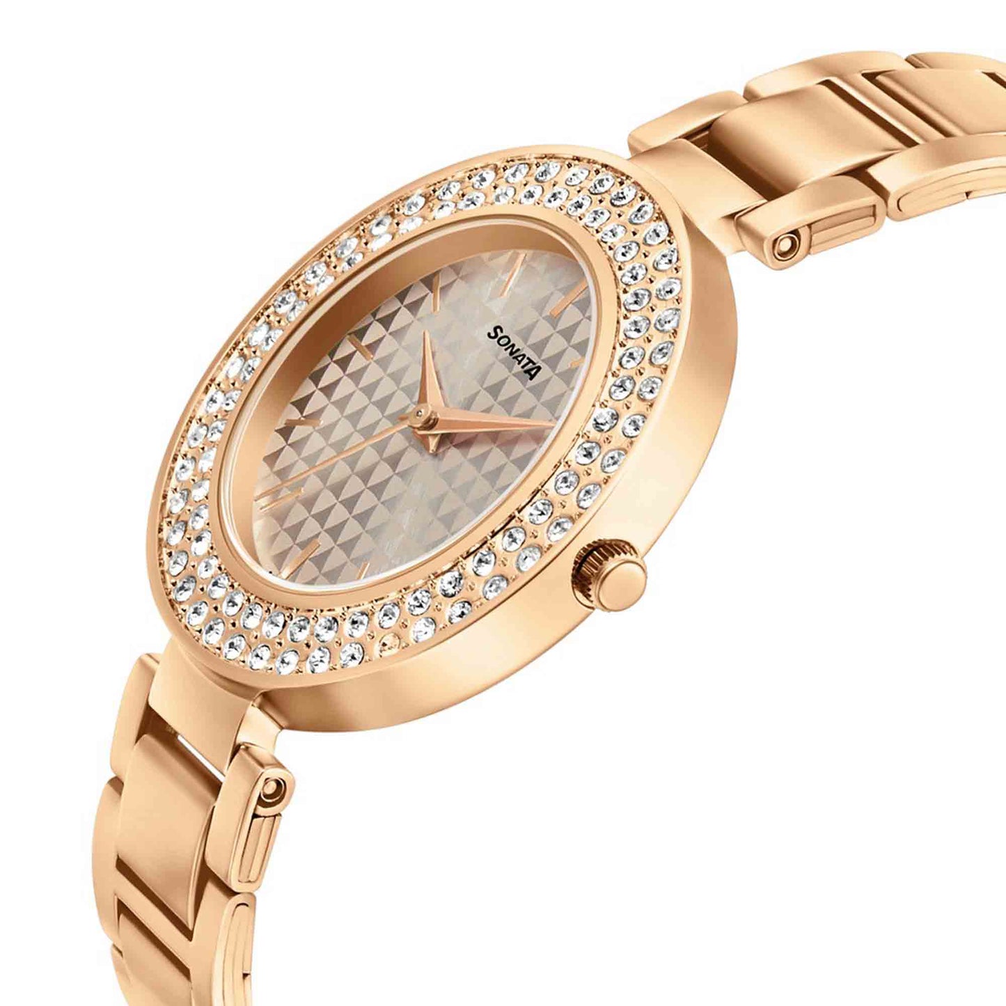 Sonata Blush It Up Rose Gold Dial Women Watch With Stainless Steel Strap