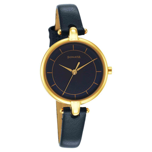 Sonata Gold Edit Blue Dial Women Watch With Leather Strap