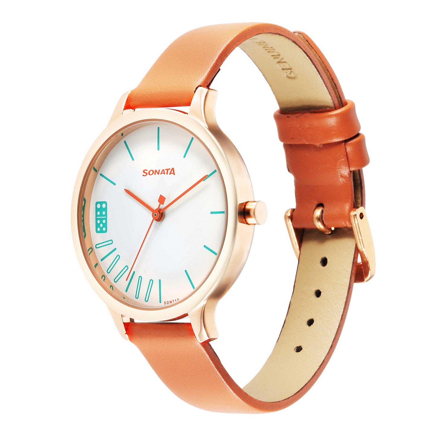 Sonata Play Orange Dial Watch for Women