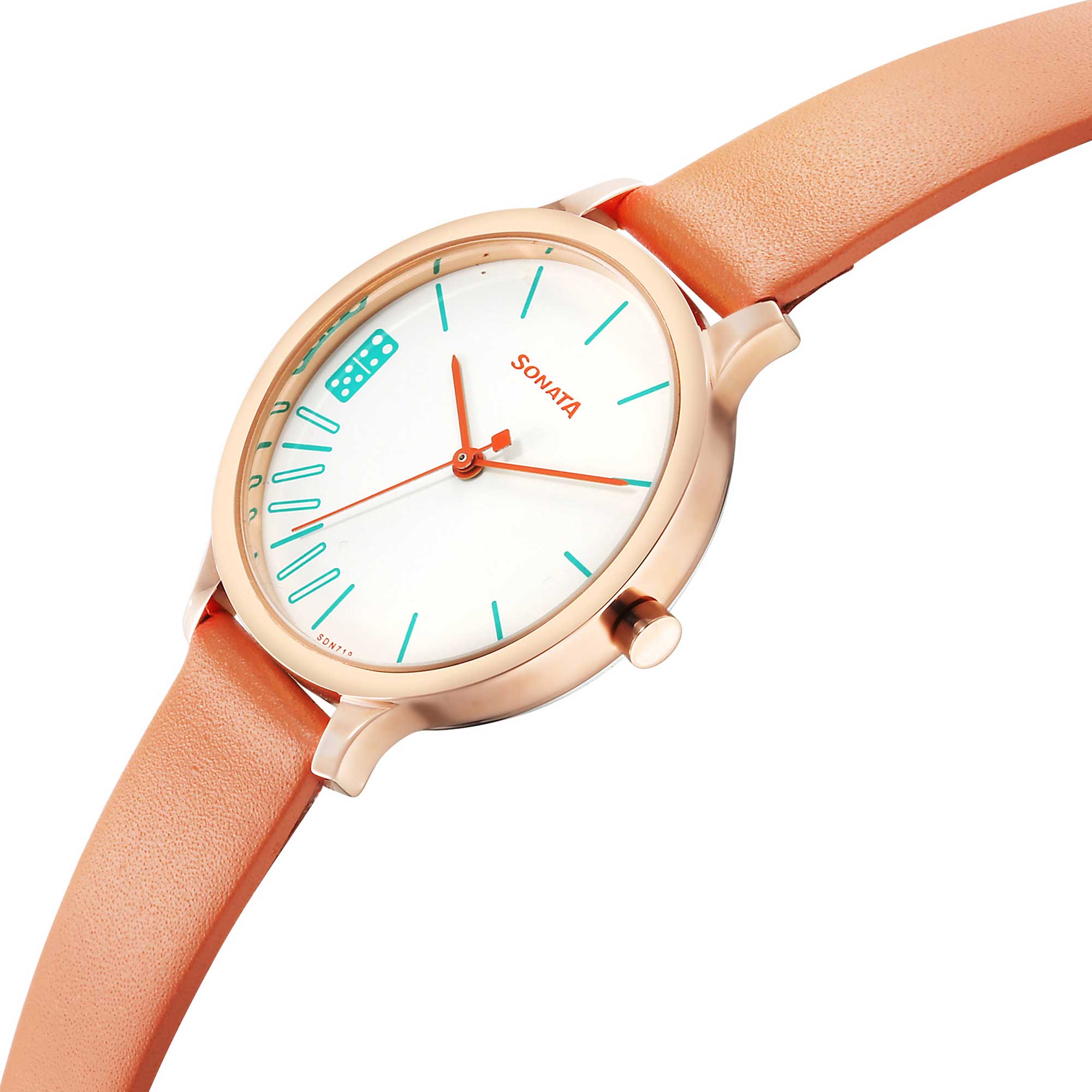 Sonata Play Orange Dial Watch for Women