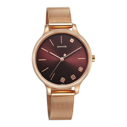 Sonata Play Maroon Dial Watch for Women
