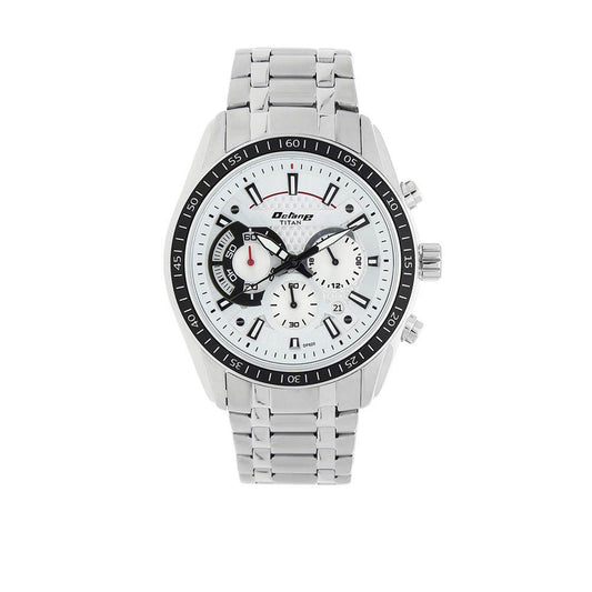 Titan Quartz Chronograph White Dial Stainless Steel Strap Watch for Men