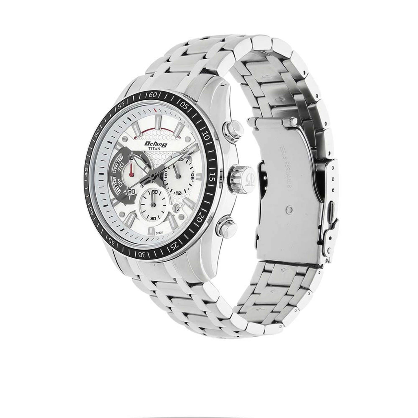 Titan Quartz Chronograph White Dial Stainless Steel Strap Watch for Men