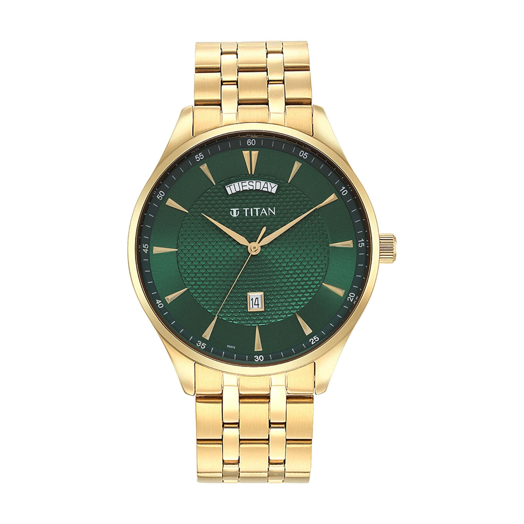 Titan Opulent III Green Dial Analog Stainless Steel Strap watch for Men