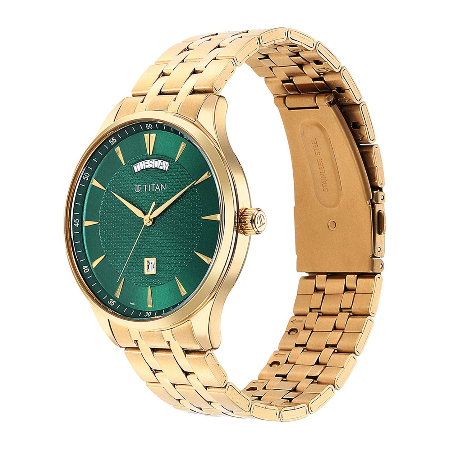 Titan Opulent III Green Dial Analog Stainless Steel Strap watch for Men