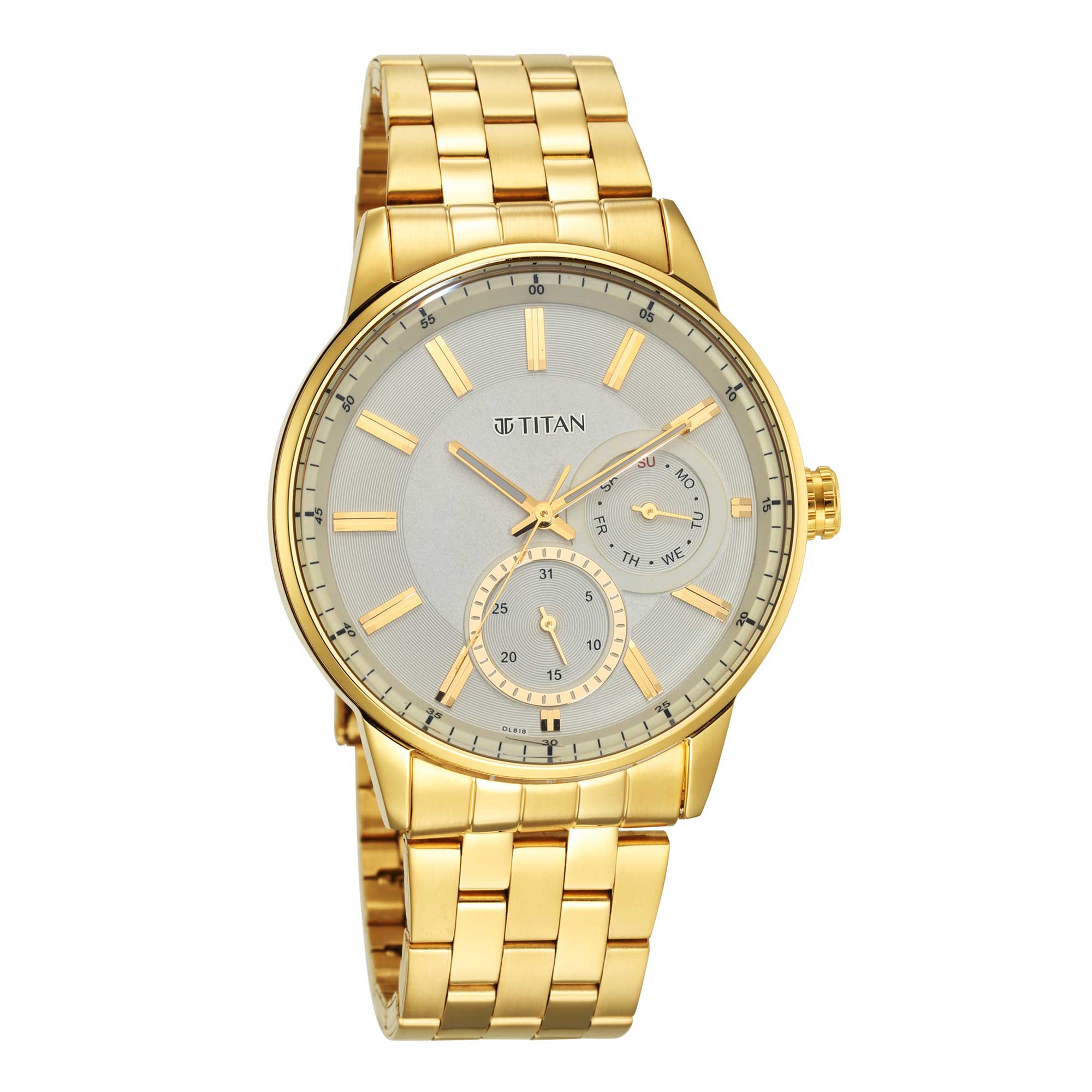 Titan Regalia Opulent White Dial Analog Stainless Steel Strap Watch for Men